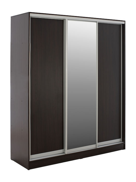 Dreifachtür Kleiderschrank Schieben ADLER mit Spiegel Wenge 183x60x220cm