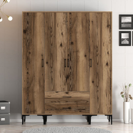 Wardrobe Four Door Sts Walnut 160x47x201cm