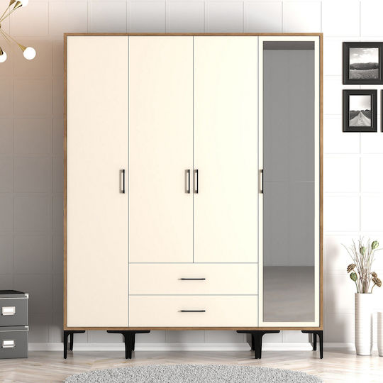 SteweHome Kleiderschrank Vier Türen Lidya Beige 160x47x201cm