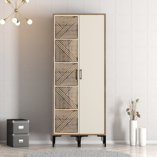 Wardrobe Double Door Walnut Cream 80x47x201cm