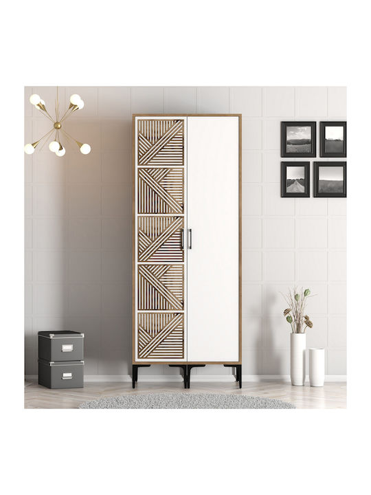 Wardrobe Double Door Walnut White 80x47x201cm