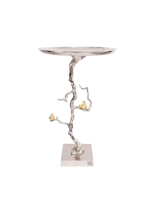 Round Side Table Branch Metal Silver / Gold Details M43xL43xH71cm