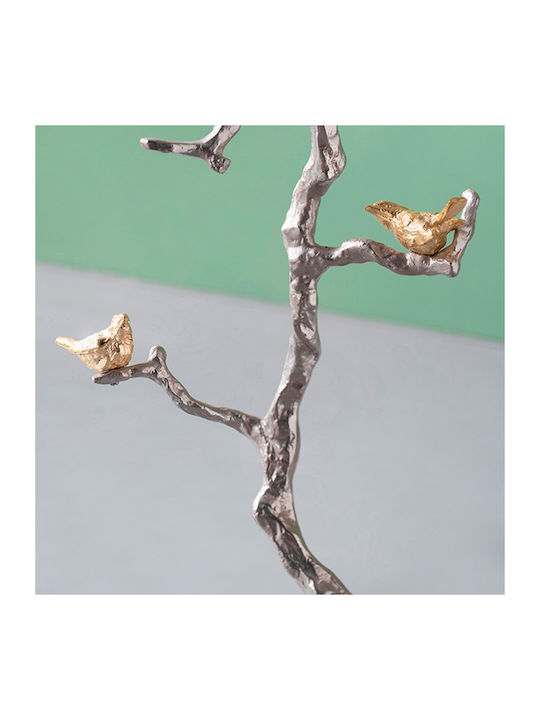 Round Side Table Branch Metal Silver / Gold Details M43xL43xH71cm