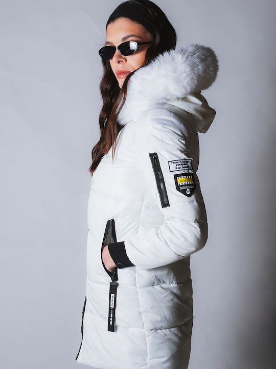 Lungă Jachetă de femei Puffer Waterproof White