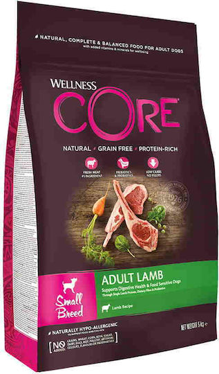 Wellness 5kg Dry Food Grain-Free for Adult Small Breed Dogs with Lamb, Vegetables, Poultry and Salmon