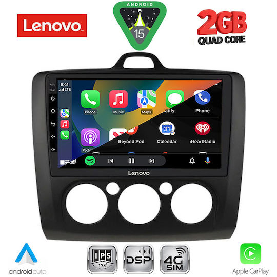 Lenovo Ηχοσύστημα Αυτοκινήτου για Ford Focus 2005-2012 με A/C (Bluetooth/USB/WiFi/GPS/Apple-Carplay/Android-Auto) με Οθόνη Αφής 9"