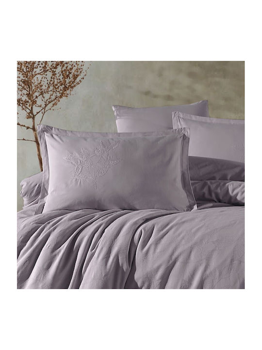 Clasy Home Set Husă de Pilotă Dublă cu 4 Fețe de Pernă & 1 Cearsaf 200x220 Liliac