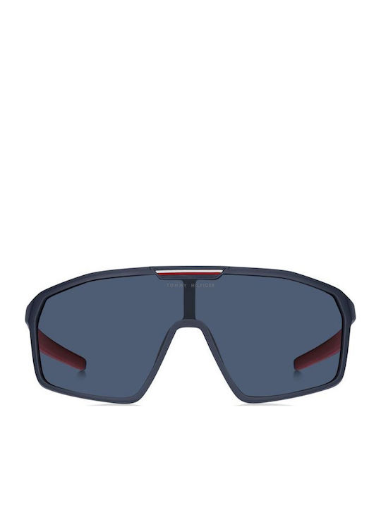 Tommy Hilfiger Unisex Sunglasses with Blue Horn-Rimmed Frame and Blue Lenses