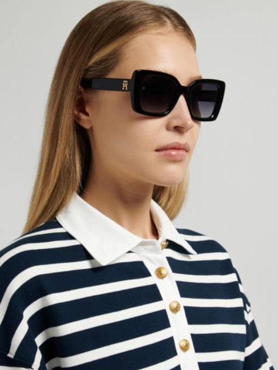 Tommy Hilfiger Unisex Sunglasses With Black Horn-Rimmed Frame And Black Lens TH2341/S 807/9O