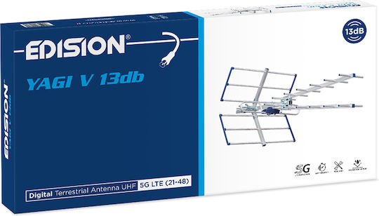 Edision Yagi YAGI-V13 Outdoor TV Antenna (Does Not Require Power) Blue