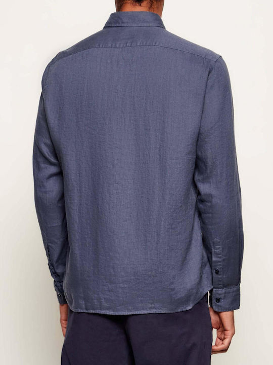 Boss Leinen Hemd Marineblau