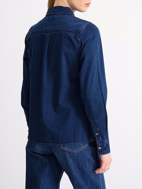 Women's Denim Long Sleeve Shirt Denim Blue