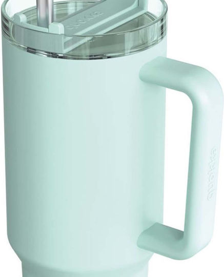Quokka Handled Tumbler Stainless Steel BPA Free 950ml Turquoise with Straw and Handle