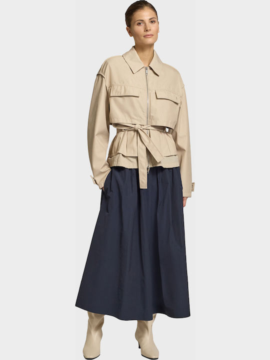 Long Women's Jacket for Winter Beige