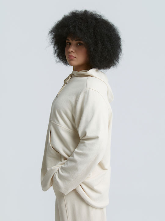 Women's Sweatshirt Jacket Hooded Beige