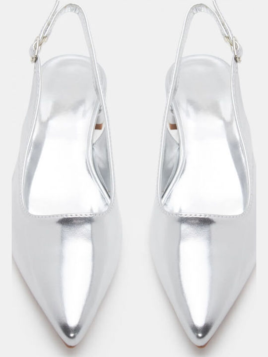 Γυναικείες Μπαλαρίνες Slingback σε Ασημί Χρώμα
