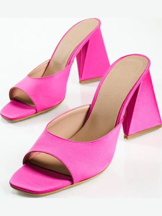 Mules with Heel in Fuchsia Color