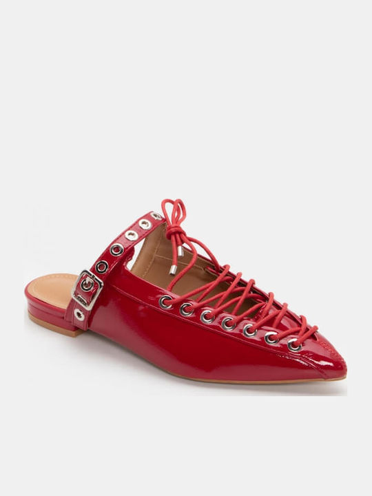 Mules with Thin High Heel in Red Color