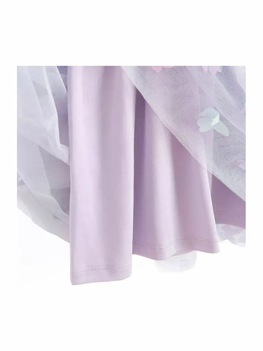 Children's Dress Short Sleeve Tulle White, Purple