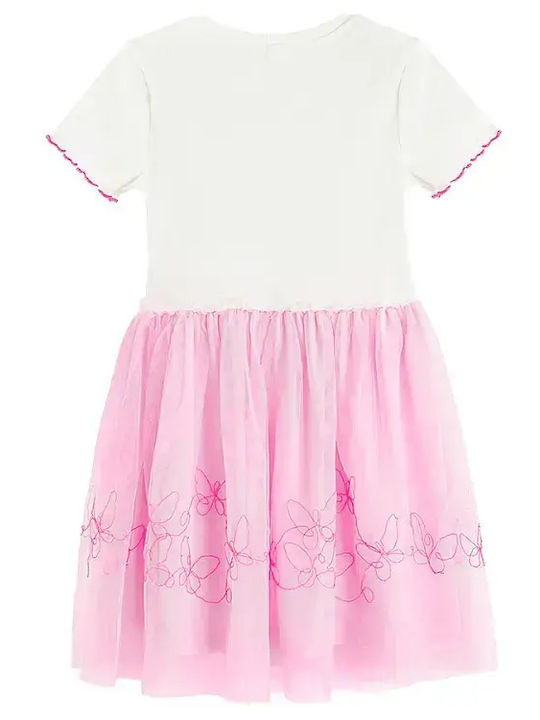 Rochie Fete Mâneca Scurtă Din Tulle Roz