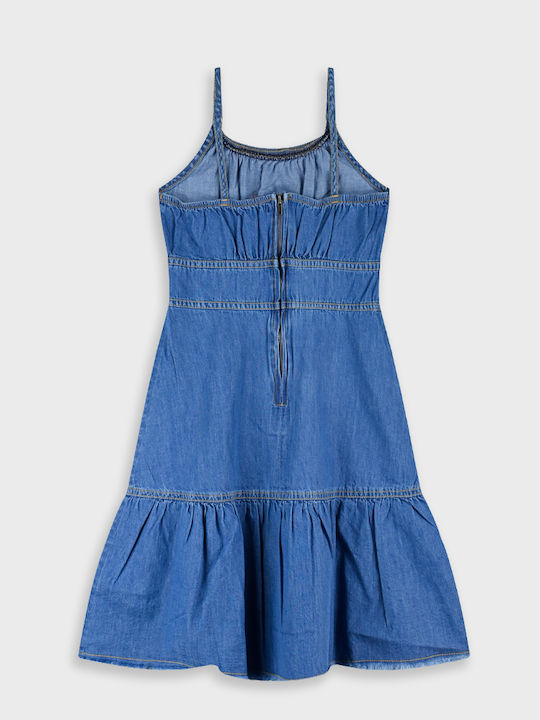 Girls Dress Sleeveless Denim Denim