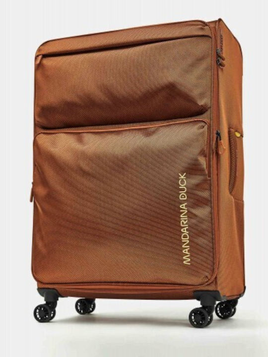 Mandarina Duck Zephyr Large Fabric Suitcase Marmalade With 4 Wheels Height 83cm