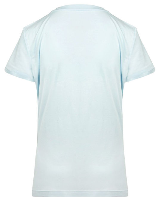 Damen Bluse Baumwolle Kurzärmelig Light Blue