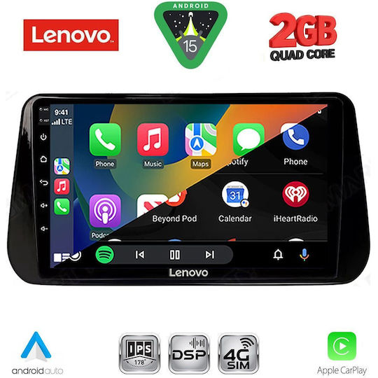Lenovo Автомобилна Аудио Система (Блутут/USB/WiFi/GPS/Apple-Carplay/Android-Auto) с Тъчскрийн 10"