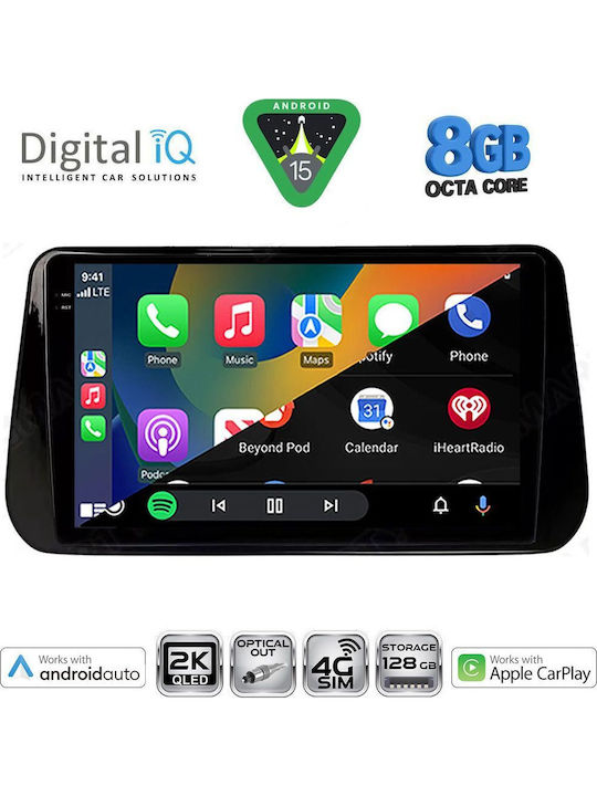 Digital IQ Car Audio System for Hyundai iX45 Santa Fe 2018-2023 Bluetooth USB Wi-Fi GPS Apple CarPlay with 10 Inch Touch Screen DIGITAL IQ BXK 20238B CPAA
