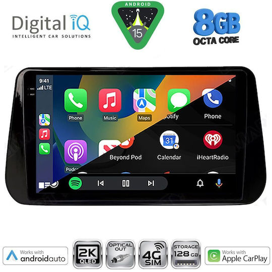 Digital IQ Car Audio System for Hyundai iX45 Santa Fe 2018-2023 Bluetooth USB Wi-Fi GPS Apple CarPlay with 10 Inch Touch Screen DIGITAL IQ BXK 20238B CPAA