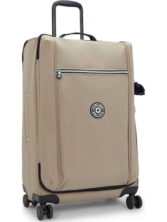 Kipling Large Fabric Soft Travel Suitcase Taupe with 4 Wheels Height 72cm