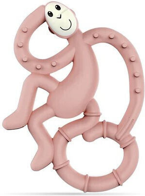 Matchstick Monkey Monkey Teething Ring with Water Made of Silicone for 3 m+ Pink