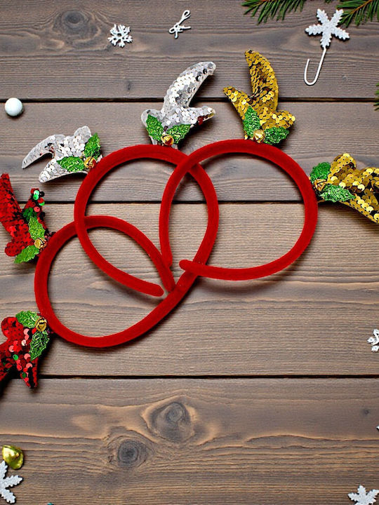 Christmas Red Reindeer Headband Red Sequins 1epx3191