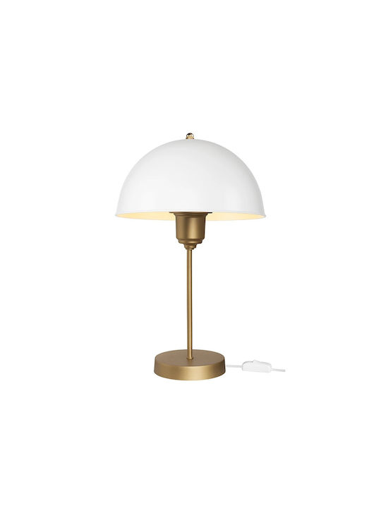 GloboStar Plastic Vintage Table Lamp for Socket E27 with White Shade and Gold Base