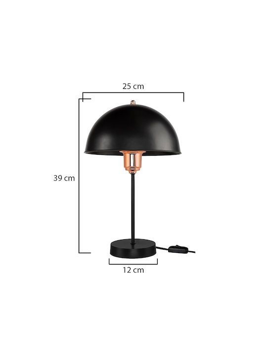 GloboStar Plastic Vintage Table Lamp for Socket E27 with Black Shade and Base