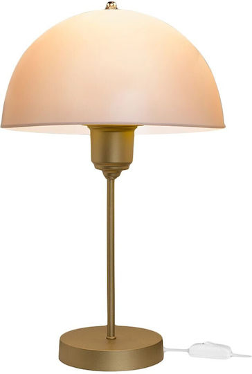 GloboStar GAZETA Plastic Vintage Table Lamp for Socket E27 with White Shade and Gold Base