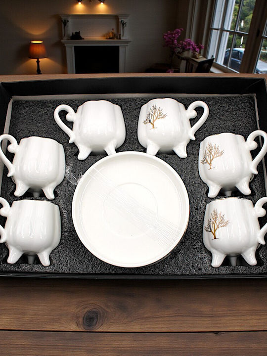 Set Tassen Kaffee aus Porzellan Braun 6Stück