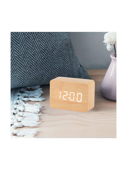 Uncle George Tabletop Digital LED Clock Wooden with Alarm Clock Beige 01.06.04-0003-MPEZ