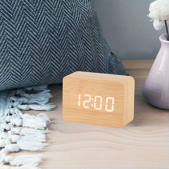 Uncle George Tabletop Digital LED Clock Wooden with Alarm Clock Beige 01.06.04-0003-MPEZ