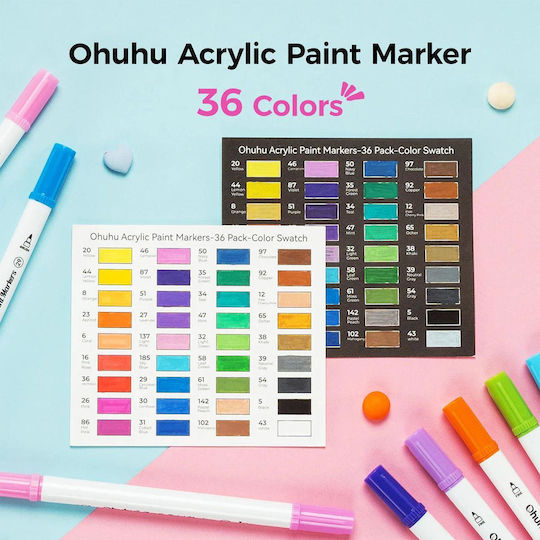 Ohuhu Akaka Fină & Punct 36 Markere Neon