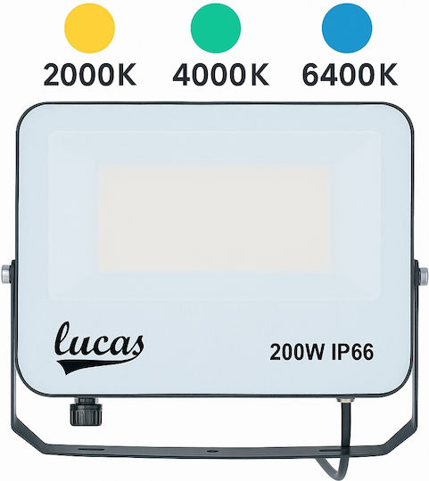 Lucas Waterproof LED Flood Light 200W Adjustable White IP66