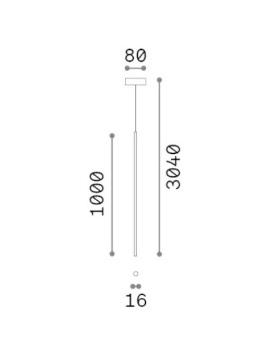 Ideal Lux Висящо Таванно Осветително Тяло LED 3000K Метално Черно 100 См Look Sp1 Round D1,6