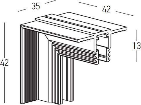 Magnetic Inner Corner Rail 90° Vertical 4.2x4.2cm