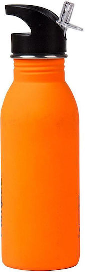Kinder Trinkflasche Rostfreier Stahl mit Stroh Orange 500ml