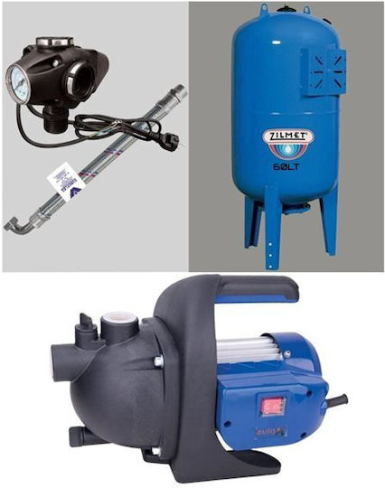 Plus 303577 Einphasig Wasserdruckpumpe mit Vertikal Behälter 60 Liter 1.1hp
