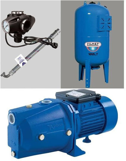 Plus 303529 Einphasig Wasserdruckpumpe mit Vertikal Behälter 100 Liter 1hp