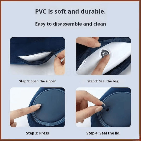 Inflatable Travel Pillow with Carrying Case Blue