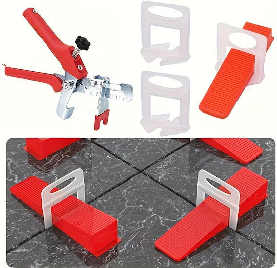 Kit Nivelare Plăci Pro Pardoseală Perete Plăci Clești Incluși 100 Cleme 1,5 Mm 100 Pană