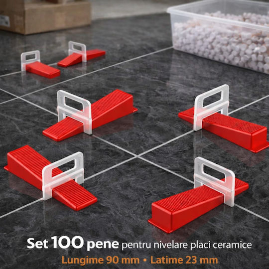 Pro Set 100 Клинчета За Нивелиране На Керамични Плочки 90 Мм 23 Мм Ширина