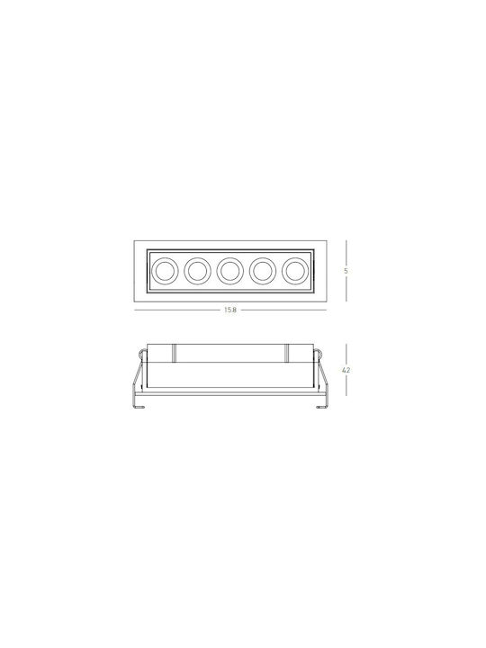 Zambelis Lights Rectangle Recessed Spot with Integrated LED and Warm White Light White 15.8x5cm. 1pcs